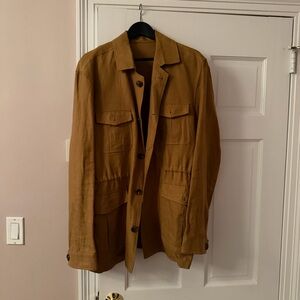 Men's Tan Safari Linen Jacket